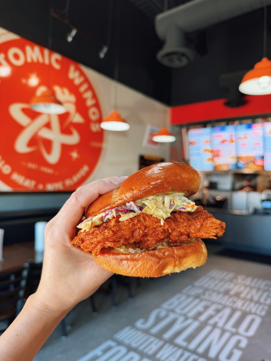 Atomic Wings crispy chicken sandwich